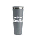 Airplane Theme RTIC Everyday Tumbler with Straw - 28oz - Grey - Double-Sided (Personalized)