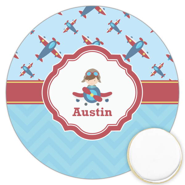 Custom Airplane Theme Printed Cookie Topper - 3.25" (Personalized)