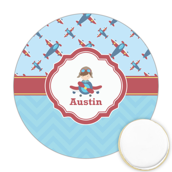 Custom Airplane Theme Printed Cookie Topper - 2.5" (Personalized)