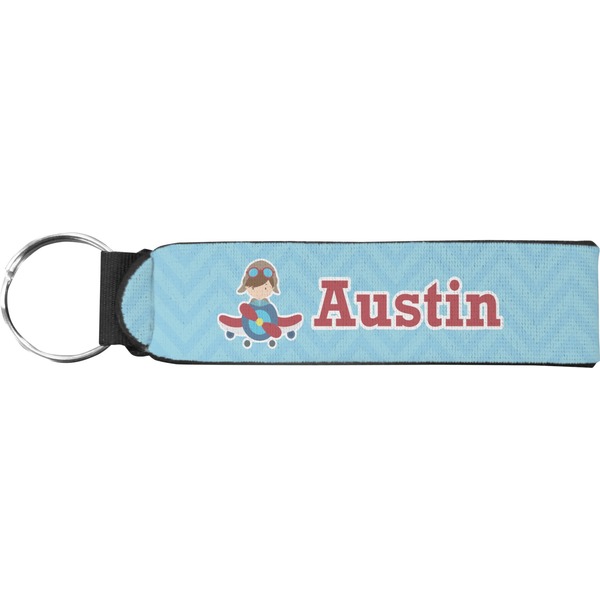 Custom Airplane Theme Neoprene Keychain Fob (Personalized)