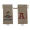 Airplane Theme Large Burlap Gift Bags - Front & Back