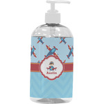 Airplane Theme Plastic Soap / Lotion Dispenser (16 oz - Large - White) (Personalized)