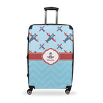 Airplane Theme Suitcase - 28" Large - Checked w/ Name or Text