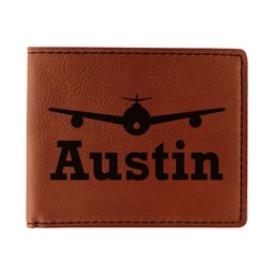 Airplane Theme Leatherette Bifold Wallet - Single Sided (Personalized)
