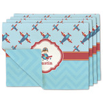 Airplane Theme Double-Sided Linen Placemat - Set of 4 w/ Name or Text