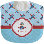 Airplane Theme Velour Baby Bib w/ Name or Text