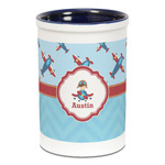 Airplane Theme Ceramic Pencil Holders - Blue