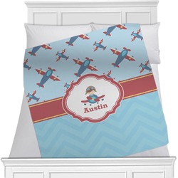 Airplane Theme Minky Blanket - Toddler / Throw - 60"x50" - Single Sided (Personalized)