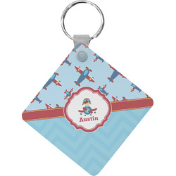 Airplane Theme Diamond Plastic Keychain w/ Name or Text