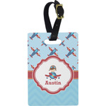 Airplane Theme Plastic Luggage Tag - Rectangular w/ Name or Text