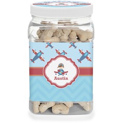 Airplane Theme Dog Treat Jar (Personalized)