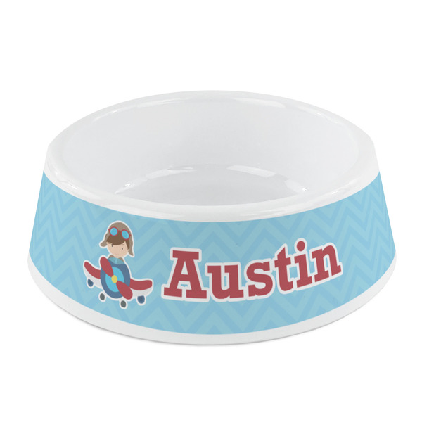 Custom Airplane Theme Plastic Dog Bowl - Small (Personalized)