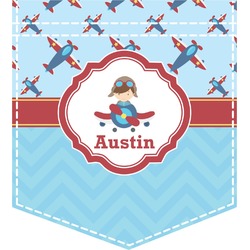 Airplane Theme Iron On Faux Pocket (Personalized)