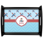 Airplane Theme Black Wooden Tray - Large (Personalized)