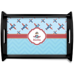 Airplane Theme Black Wooden Tray - Small (Personalized)