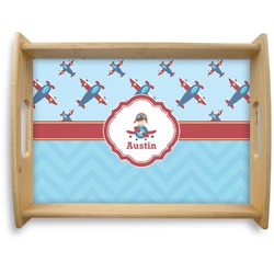 Airplane Theme Natural Wooden Tray - Large (Personalized)