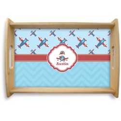 Airplane Theme Natural Wooden Tray - Small (Personalized)