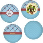 Airplane Theme Set of 4 Glass Lunch / Dinner Plate 10" (Personalized)