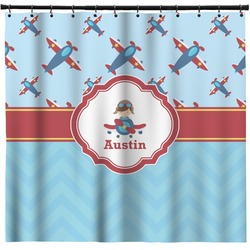 Airplane Theme Shower Curtain - 71" x 74" (Personalized)