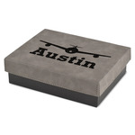 Airplane Theme Small Gift Box w/ Engraved Leather Lid (Personalized)