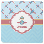 Airplane Theme Square Rubber Backed Coaster (Personalized)