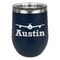 Airplane Theme Stainless Wine Tumblers - Navy - Double Sided - Front