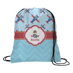 Airplane Theme Drawstring Backpack - Medium (Personalized)