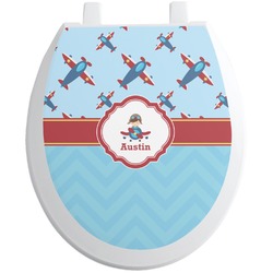 Airplane Theme Toilet Seat Decal - Round (Personalized)