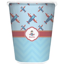 Airplane Theme Waste Basket - Double Sided (White) (Personalized)
