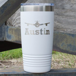 Airplane Theme 20 oz Stainless Steel Tumbler - White - Double Sided (Personalized)