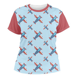 Airplane Theme Women's Crew T-Shirt - 2X Large
