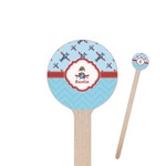 Airplane Theme 7.5" Round Wooden Stir Sticks - Single Sided (Personalized)