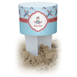 Airplane Theme White Beach Spiker Drink Holder (Personalized)