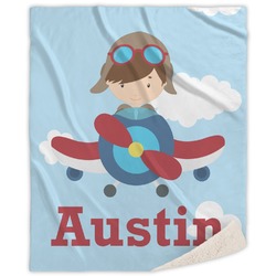 Airplane & Pilot Sherpa Throw Blanket (Personalized)