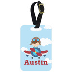 Airplane & Pilot Metal Luggage Tag w/ Name or Text