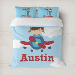 Airplane & Pilot Duvet Cover (Personalized)