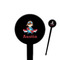 Airplane & Pilot Black Plastic 4" Food Pick - Round - Closeup