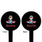 Airplane & Pilot Black Plastic 4" Food Pick - Round - Double Sided - Front & Back