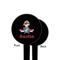 Airplane & Pilot Black Plastic 4" Food Pick - Round - Single Sided - Front & Back