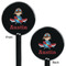 Airplane & Pilot Black Plastic 5.5" Stir Stick - Double Sided - Round - Front & Back