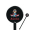 Airplane & Pilot Black Plastic 5.5" Stir Stick - Round - Closeup