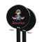 Airplane & Pilot Black Plastic 5.5" Stir Stick - Single Sided - Round - Front & Back