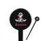 Airplane & Pilot Black Plastic 7" Stir Stick - Round - Closeup