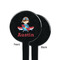 Airplane & Pilot Black Plastic 7" Stir Stick - Single Sided - Round - Front & Back