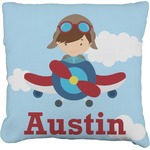 Airplane & Pilot Faux-Linen Throw Pillow 16" (Personalized)