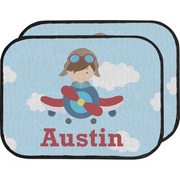 Custom Airplane & Pilot Car Floor Mats (Back Seat) (Personalized)