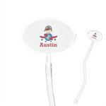 Airplane & Pilot 7" Oval Plastic Stir Sticks - Clear (Personalized)