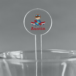 Airplane & Pilot 7" Round Plastic Stir Sticks - Clear (Personalized)