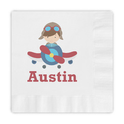 Airplane & Pilot Embossed Decorative Napkins (Personalized)