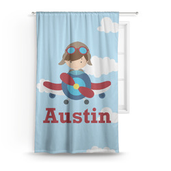 Airplane & Pilot Curtain Panel - Custom Size (Personalized)